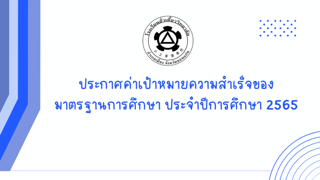ประกาศค่าเป้าหมายความสำเร็จของมาตรฐานการศึกษา ประจำปีการศึกษา 2565