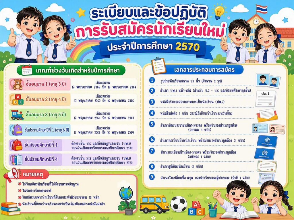ประกาศรับสมัครนักเรียน ภาคเรียนที่ 2 ปีการศึกษา 2570
